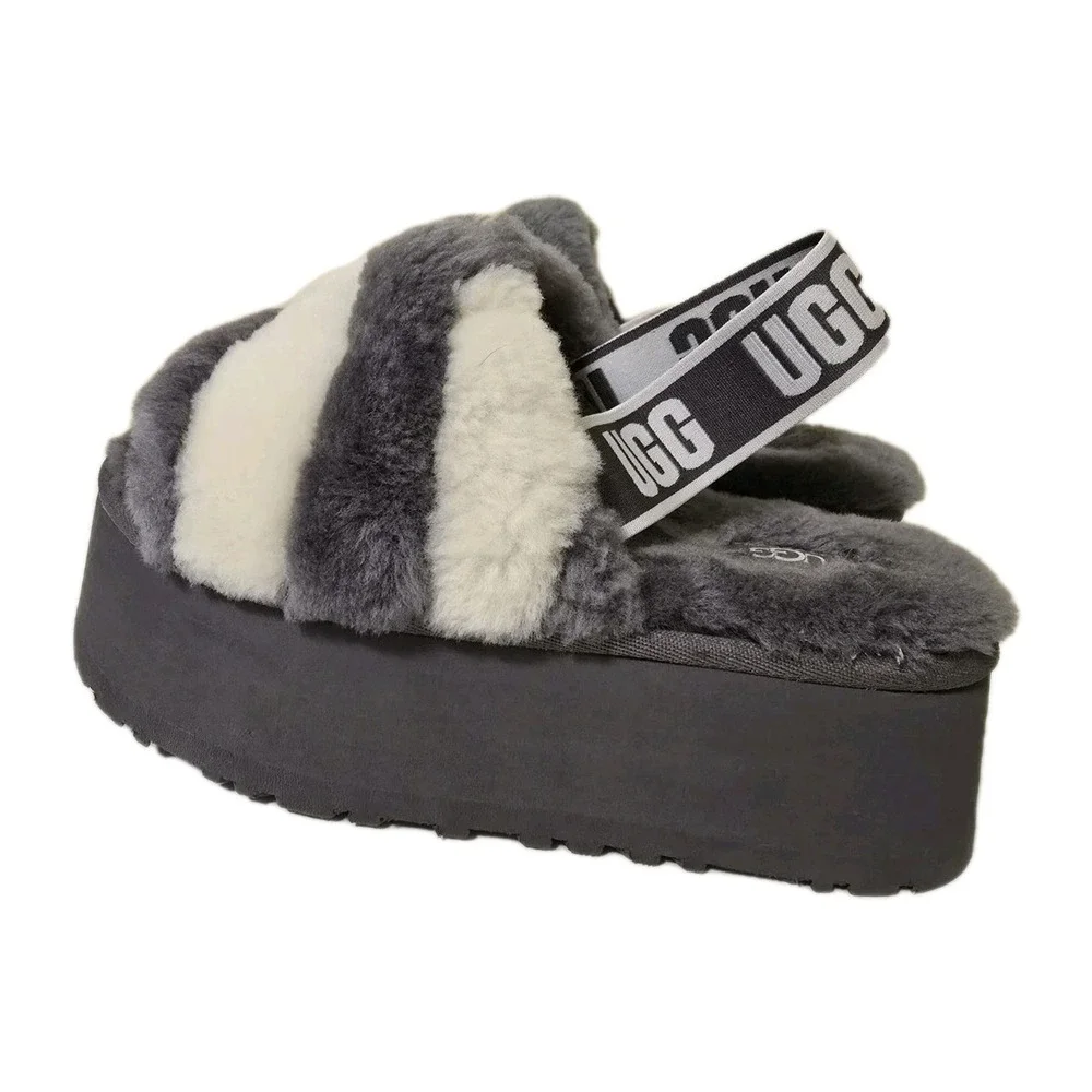 UGG Disco Stripe platform Sandal Size 6 Womens Grey White Combo